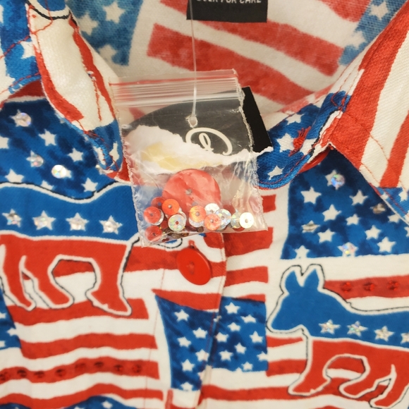 Gaudy Couture Democratic Party USA Flag Sequins Button Up Size small NWT - Picture 3 of 5